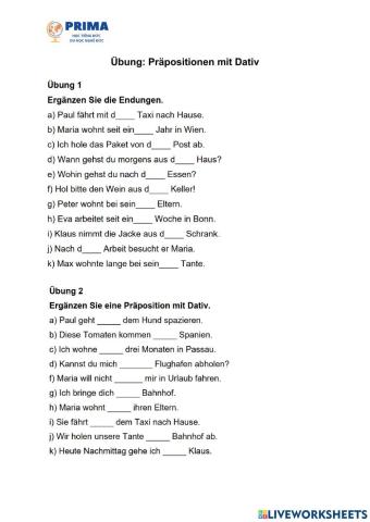 Übung-Präpositionen mit Dativ