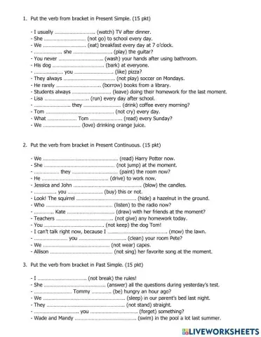 Present Simple vs. Present Continious vs. Past Simple