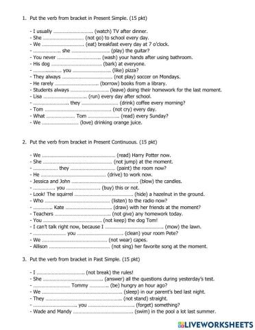 Present Simple vs. Present Continious vs. Past Simple