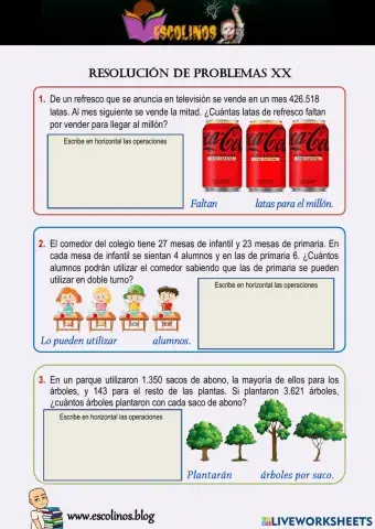 Matemáticas 5º. Resolución de problemas XX