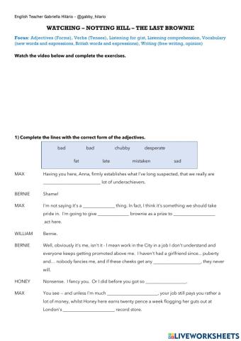 WATCHING – NOTTING HILL – THE LAST BROWNIE - Listening