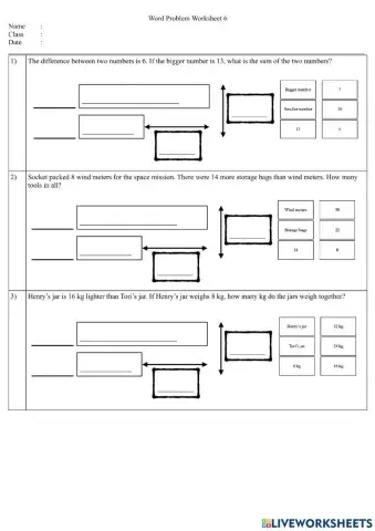Modelling Worksheet 6