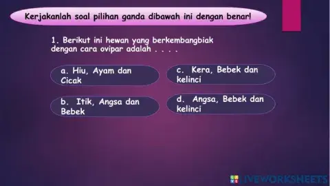 LKPD Soal Perkembangbiakan Makhluk Hidup Pada Hewan dan Tumbuhan
