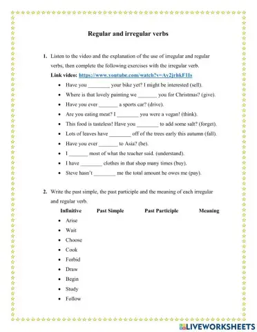 Regular and irregular verbs