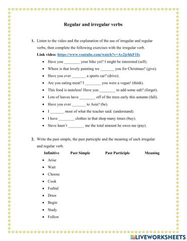 Regular and irregular verbs