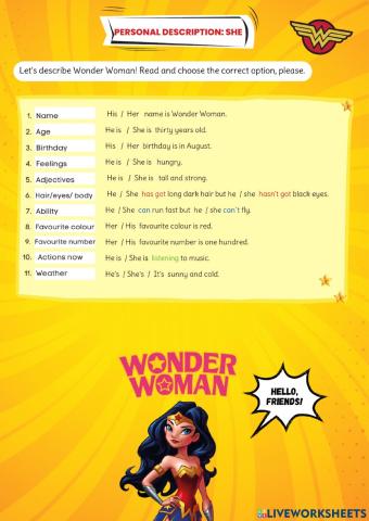 2.Personal description:She