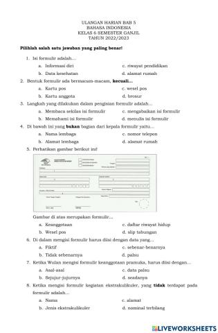 Ulangan Harian BAB 5