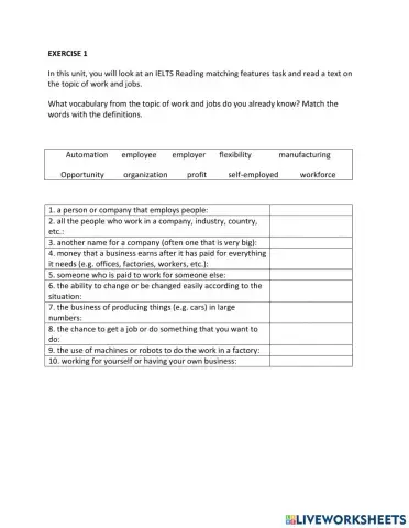 IE1, Unit 7, Reading, Exercise 1