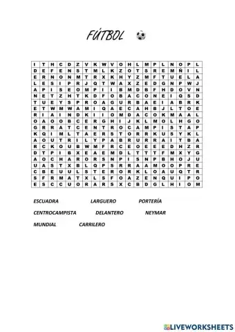 Sopa de letras fútbol