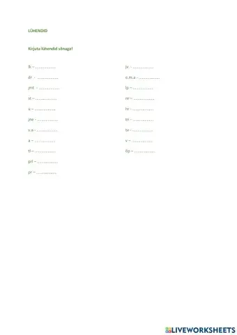 Lühendid 2, 4. klass