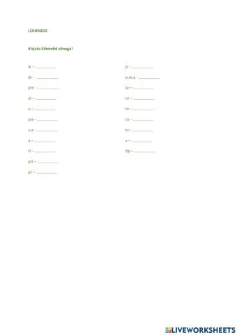 Lühendid 2, 4. klass