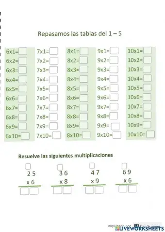 Tablas y multiplicaciones
