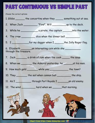 Past Continuous vs Past Simple Pirates