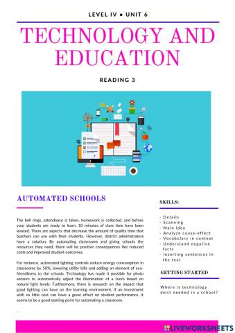 Cycle 4 - Reading 6.3 - Automated schools