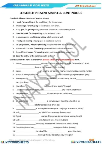 Present simple vs present continous