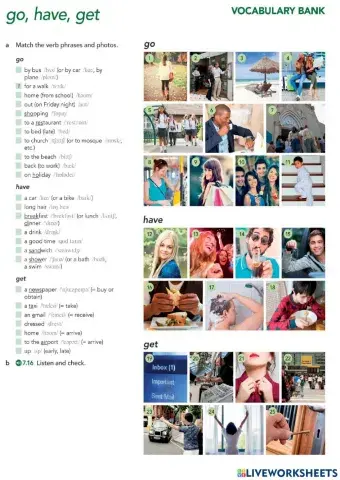 Vocabulary- go have get