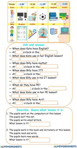 Unit 3 Lesson 8 (school subjects)