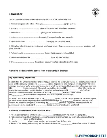 Language ADVANCED PRACTICE