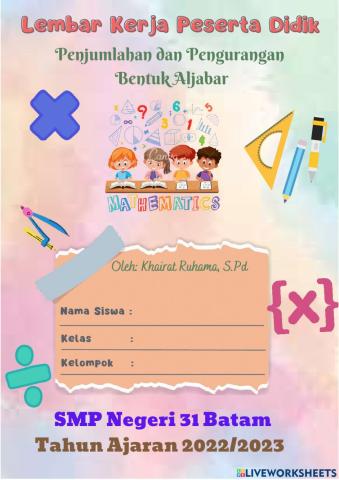 LKPD Penjumlahan dan Pengurangan Bentuk Aljabar