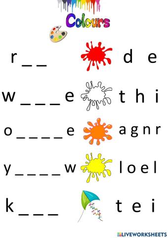 Colours worksheet