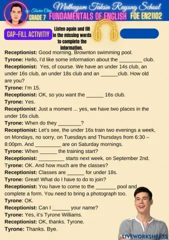 M1T2 FOE - Listening 2 (Freetime Activities)