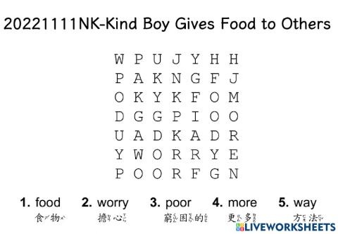20221111NK-Kind Boy Gives Food to Others