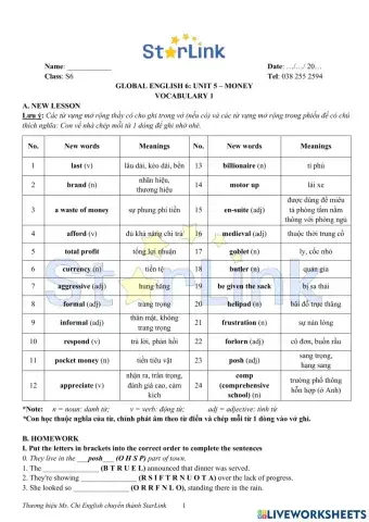 Foreign Teacher-S6-WEEK 14-U5-VOCAB 1