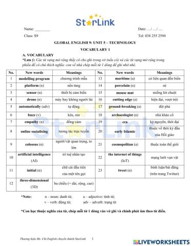 Foreign teacher-S9-Week 14-U5-Vocab 1
