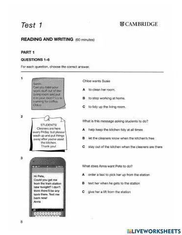 KET Authentic Reading Test 1