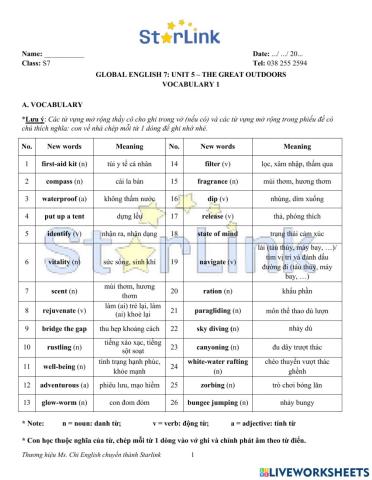 Foreign Teacher - S7 - Week 14 - U5 - Vocabulary 1