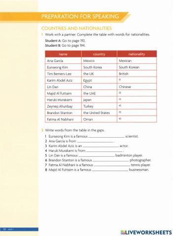 Unlock 1-Unit 1-HW-Speaking Tasks (Lesson 1.1)