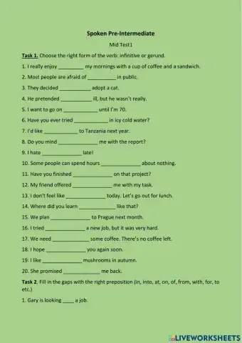 Vocabulary Test for Modules 7,8 English File Pre-Intermediate 4th Edition