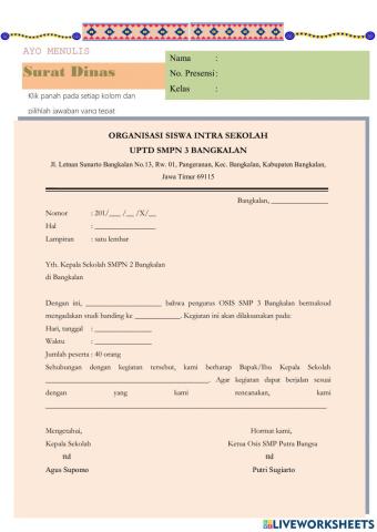 LKPD Menulis Surat Resmi dan Surat Pribadi