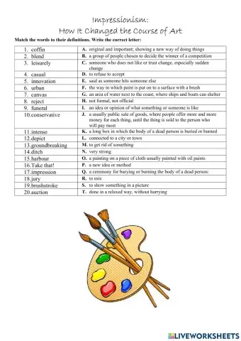 Impressionism - vocabulary