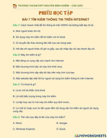 Bài 7 k6 tìm kiếm tt trên inter net
