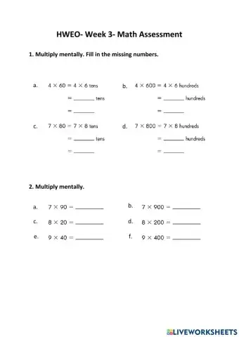 HWEO- Week 3- Math Assessment
