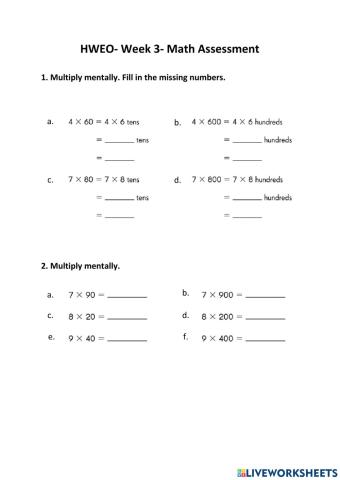 HWEO- Week 3- Math Assessment