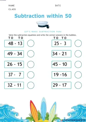 Subtraction Up to 50