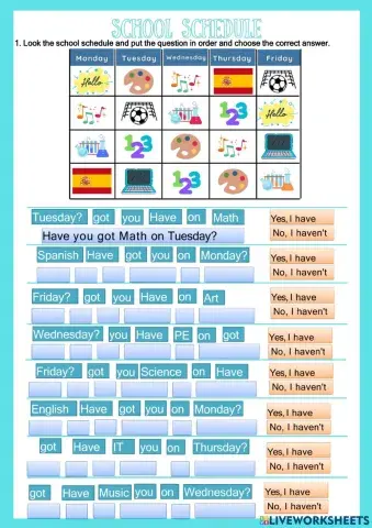 School subjects 3ºE.P.