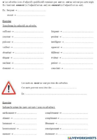 Adverbes terminés en -ment