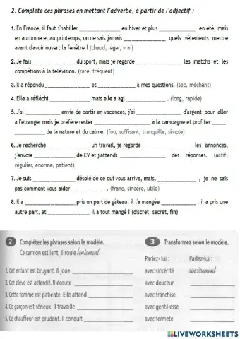 Adverbes terminés en -ment