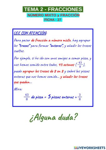 NÚMERO MIXTO y FRACCIÓN