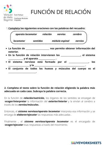 Función de Relación