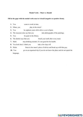 Modal Verbs - Must vs. Should