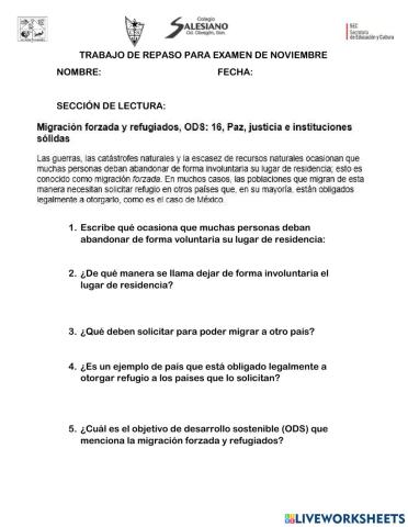 Repaso de historia del mes de noviembre 1°