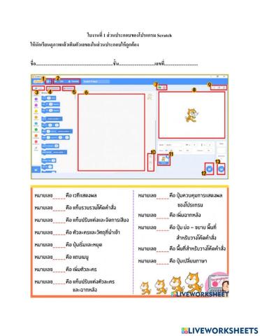 ใบงานที่ 1 ส่วนประกอบของโปรแกรม Scratch