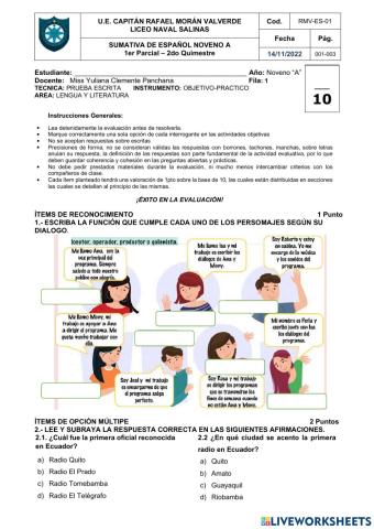 Evaluacion 1P-2Q ESPAÑOL