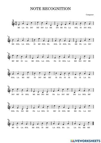 Reconocer notas pentagrama