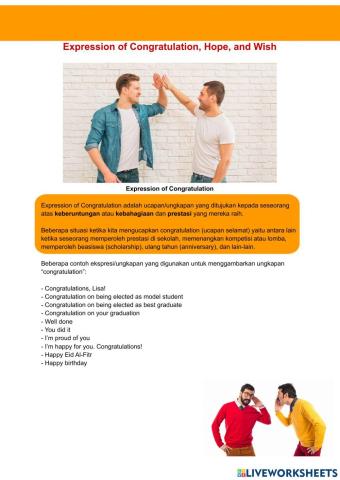 Expression of Congratulation, Hope, and Wish