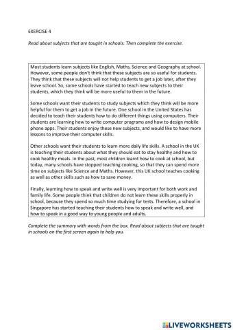 IE0, Unit 7, Reading and Writing, Exercise 4